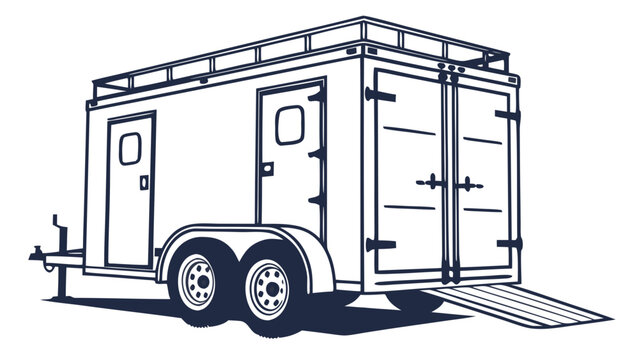 Cargo Utility Trailer Transport Vector Silhouette Icon