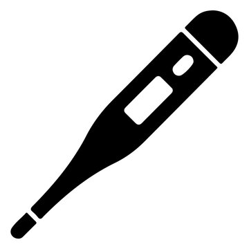 Digital thermometer icon vector silhouette for body temperature check medical tool.
