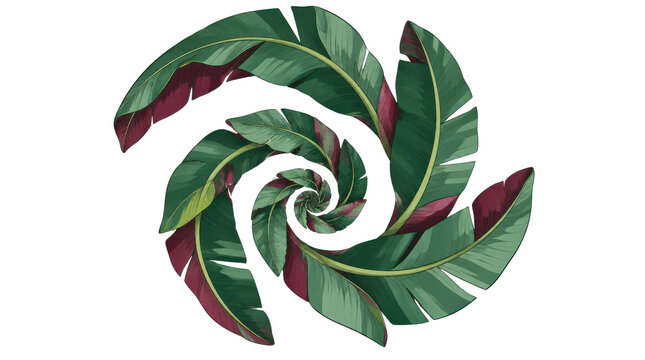 Banana Leaves in a Spiral Pattern Botanical Nature Detail