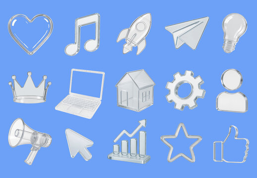Transparent 3d Icons Element Design Set