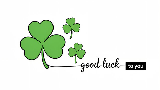 St Patricks Day greeting card design with green shamrock clover and lucky message.