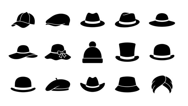 Hats and caps style icons set vector illustration