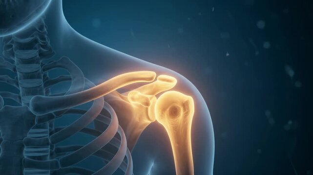 Human Shoulder Joint Pain - Anatomical 3D Animation with Glowing Red Inflammation - Medical Science 4K Footage