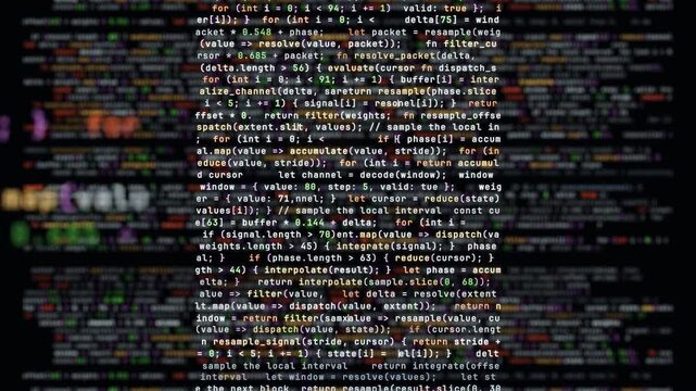 Layered programming code background for IT in a seamless loop
