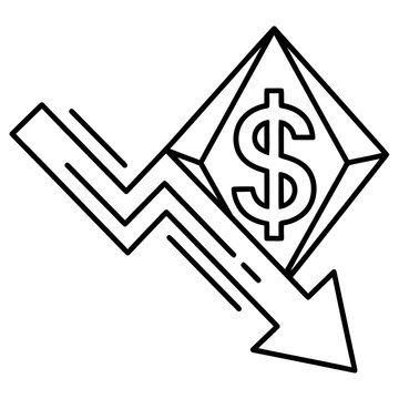 Dollar Sign Falling Graph Icon