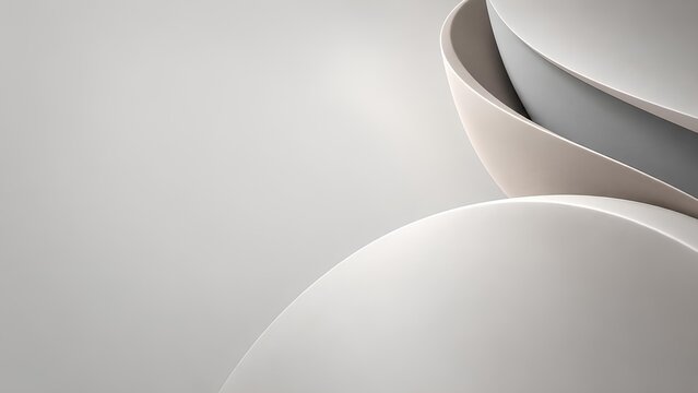 右側に配置された柔らかな曲線を描く3Dの円形オブジェクト（生成AI）