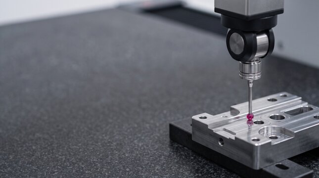 Measuring Probe Touching a Machined Part