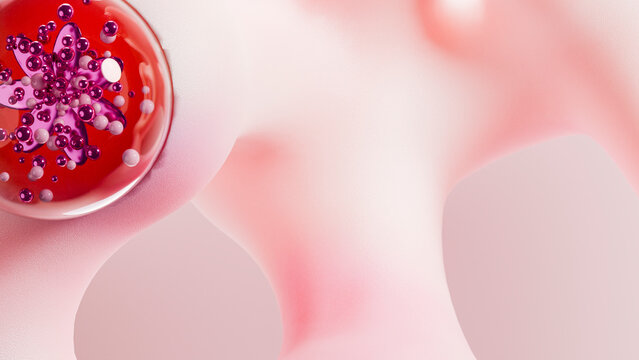 3d rendered molecular structure with red, purple