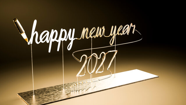 Neon sign displaying happy new year 2027