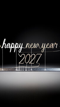 Neon sign with happy new year 2027 glowing light