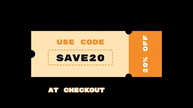 Promo Code Coupon with Typing Code Animated Title 4K