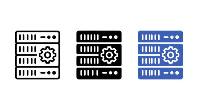 Database server configuration icon set in three styles