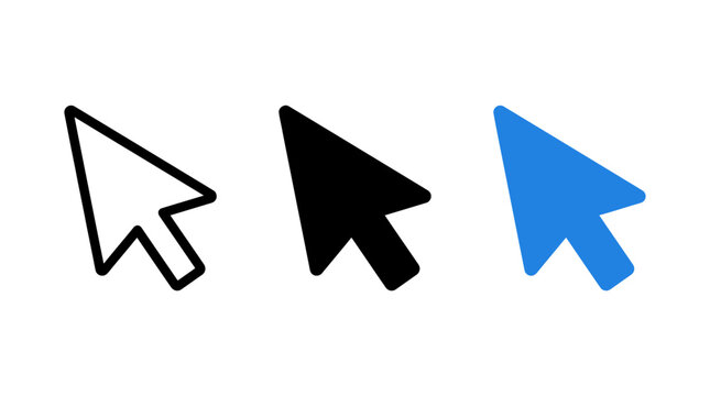 Set of computer mouse cursor pointer icons with cursor arrow