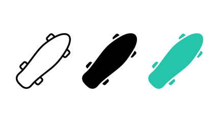 Set of skateboard icons in linear and silhouette styles © Al Rafi