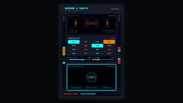Sci-Fi Mainframe Computer User Interface Control Panel