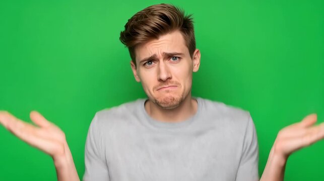 Man Expressing Confusion with Shrugging Gesture