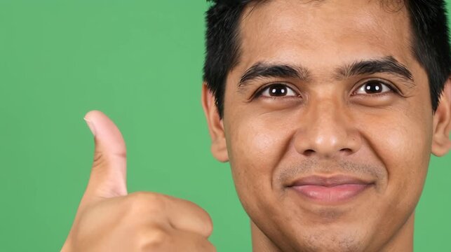 Young Man Celebrating with a Thumbs Up Gesture