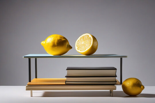 Stack of books in surreal whimsical arrangement