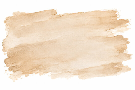 Beige watercolor brush stroke on white background