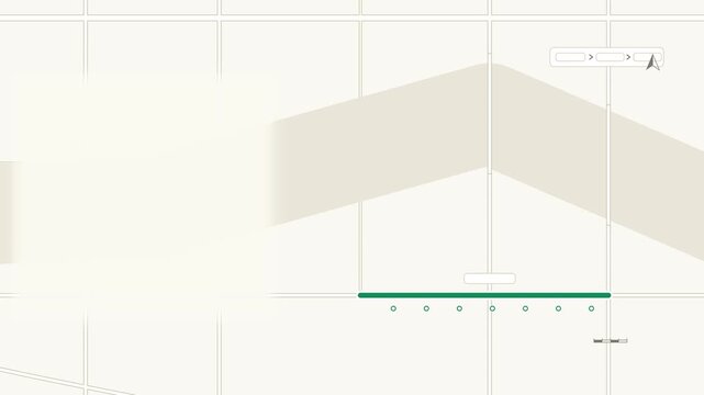 Animated map zoom to street level drawn as a minimal vector city map in green and emerald on a light background. Smooth 4K seamless loop with blank markers and room for your own captions. Widescreen 1