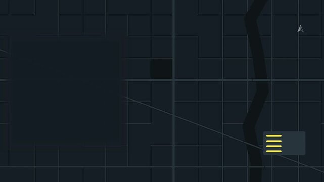 Animated map blocks appearing gradually view drawn as a minimal vector city map in blue and azure on a dark background. Smooth 4K seamless loop with blank markers and room for your own captions. Wides