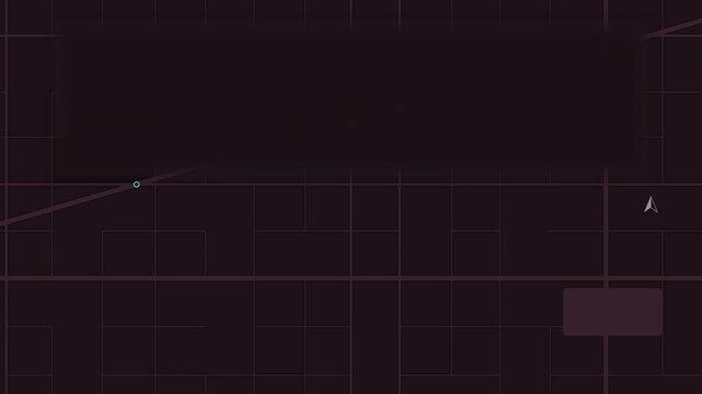 Seamless 4K looping map animation: street grid with diagonal road. Clean flat vector city map with street grid, blocks and blank labels in purple and violet on a dark background, leaving copy space fo