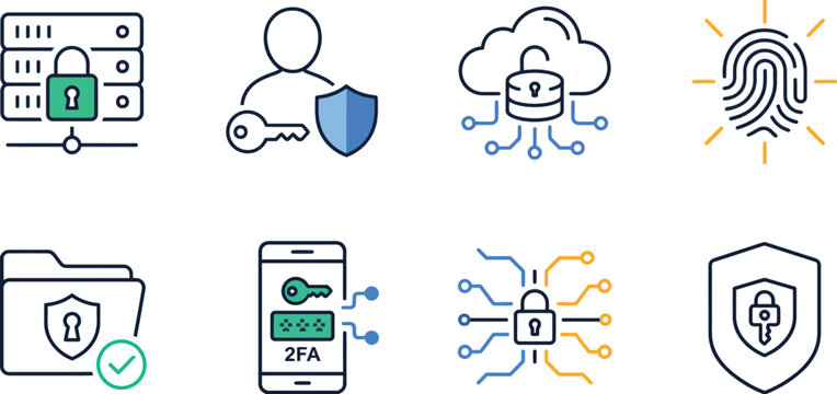 Cybersecurity Governance and Access Control Vector Icon Set