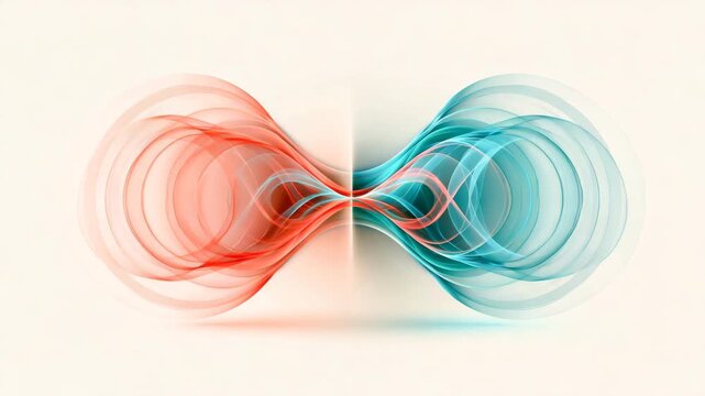 Noise Cancellation Concept with Opposing Coral and Turquoise Waves and Quiet Line Animation