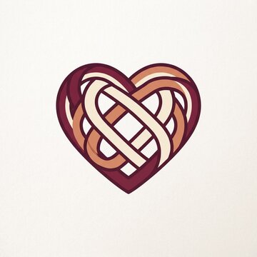 Stylized Interwoven Ribbon Heart Vector Logo Design Symbol of Love, Unity, and Eternal Connection