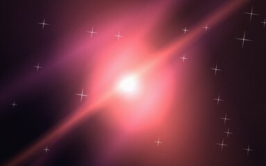 A vibrant digital illustration of a glowing pink nebula in deep space with sparkling stars shining brightly. © Abdul Stocks