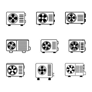 BLACK AND WHITE AC COMPRESSOR ICON
