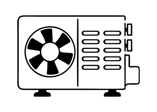 BLACK AND WHITE AC COMPRESSOR ICON