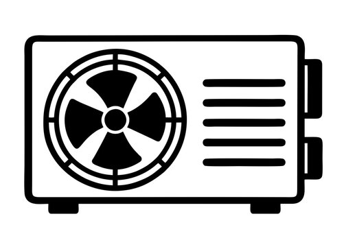 BLACK AND WHITE AC COMPRESSOR ICON