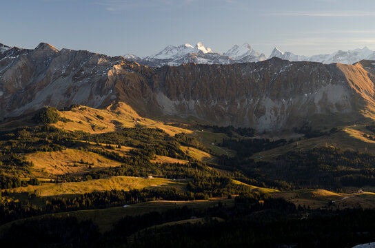 View from the Schrattenfluh towards Brienzergrat and the Bernese Alps
