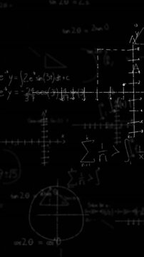 Vertical video: Pan starting from top, revealing chalkboard math, blurring to explain concepts