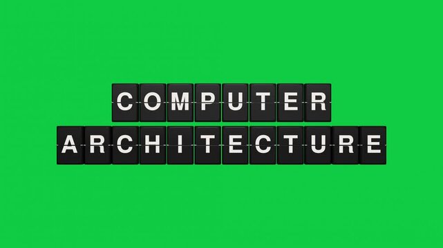 Computer architecture split flap green screen seamless loop