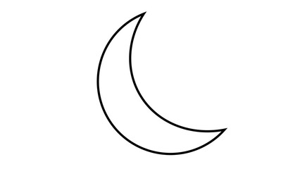 Crescent moon graphic illustration presented as a minimal black outline symbol on a plain background for night and astronomy themes. © Hassan