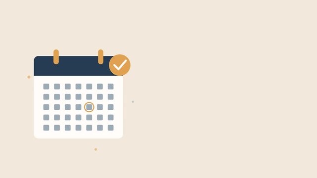 Calendar Check Mark Animation with Copy Space on Beige