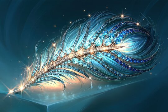 Blue diamond jewel feather sparkling luxury background and wallpaper