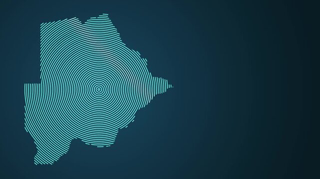 Animated map of Botswana forming from concentric rings on dark blue background