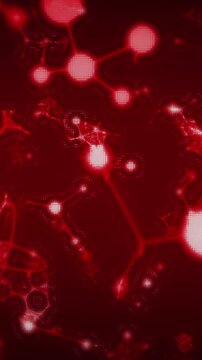 Vertical video: Glowing network pulsing and reshaping from central node flare, showing signal flow