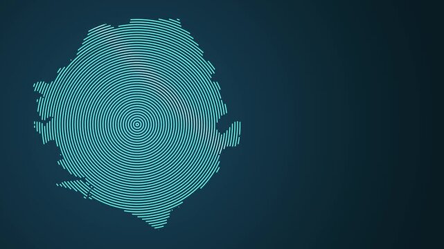 Animated map of Sierra Leone forming from concentric rings on dark blue background