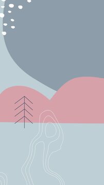 Vertical video: Faint outline emerging, nested lines rising, breaking, drifting down to show growth