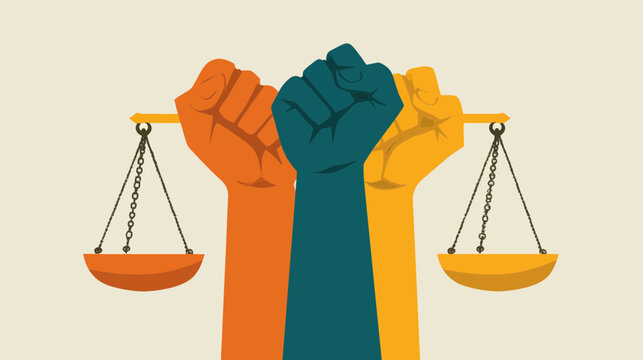 Raised Fists and Scales of Justice: A Powerful Symbol of Equality
