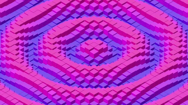 Isometric cubes wave pattern seamless loop, colorful 3D style blocks rising and falling, modern abstract background