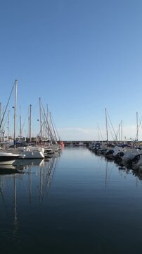 Sailing boats and yachts moored at Caleta de Velez marina harbor