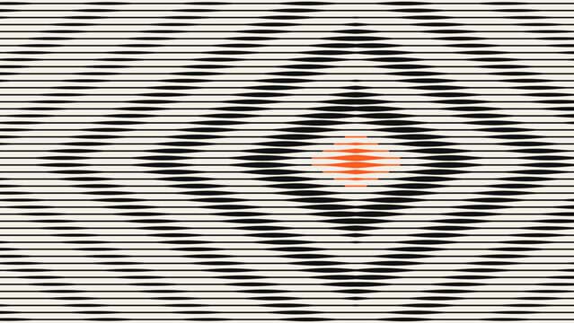 Kinetic line background with nested diamonds and orange core