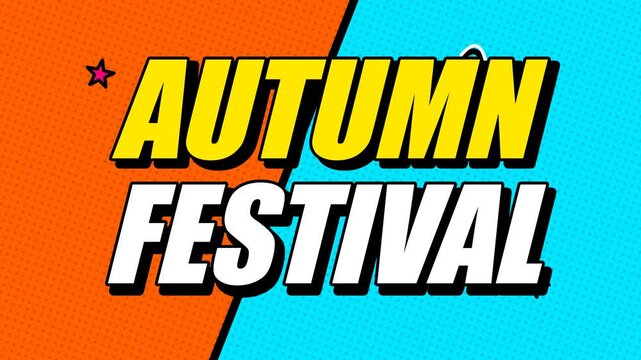 Flat, high-contrast vector layers slide in from the left and right. The text features a classic pop-art offset shadow that lags slightly behind the ma.