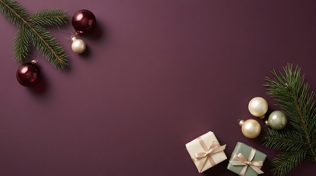 A luxurious and festive christmas background featuring elegant ornaments a wreath and beautifully wrapped gifts perfect for holiday celebrations