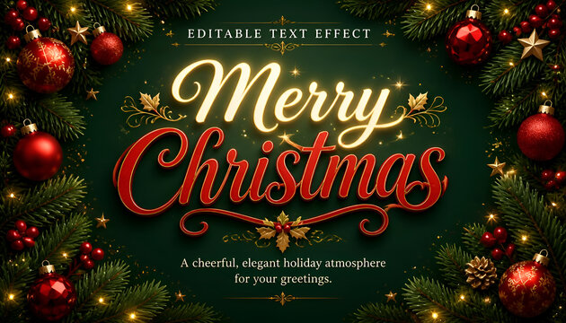 Merry christmas editable text effect